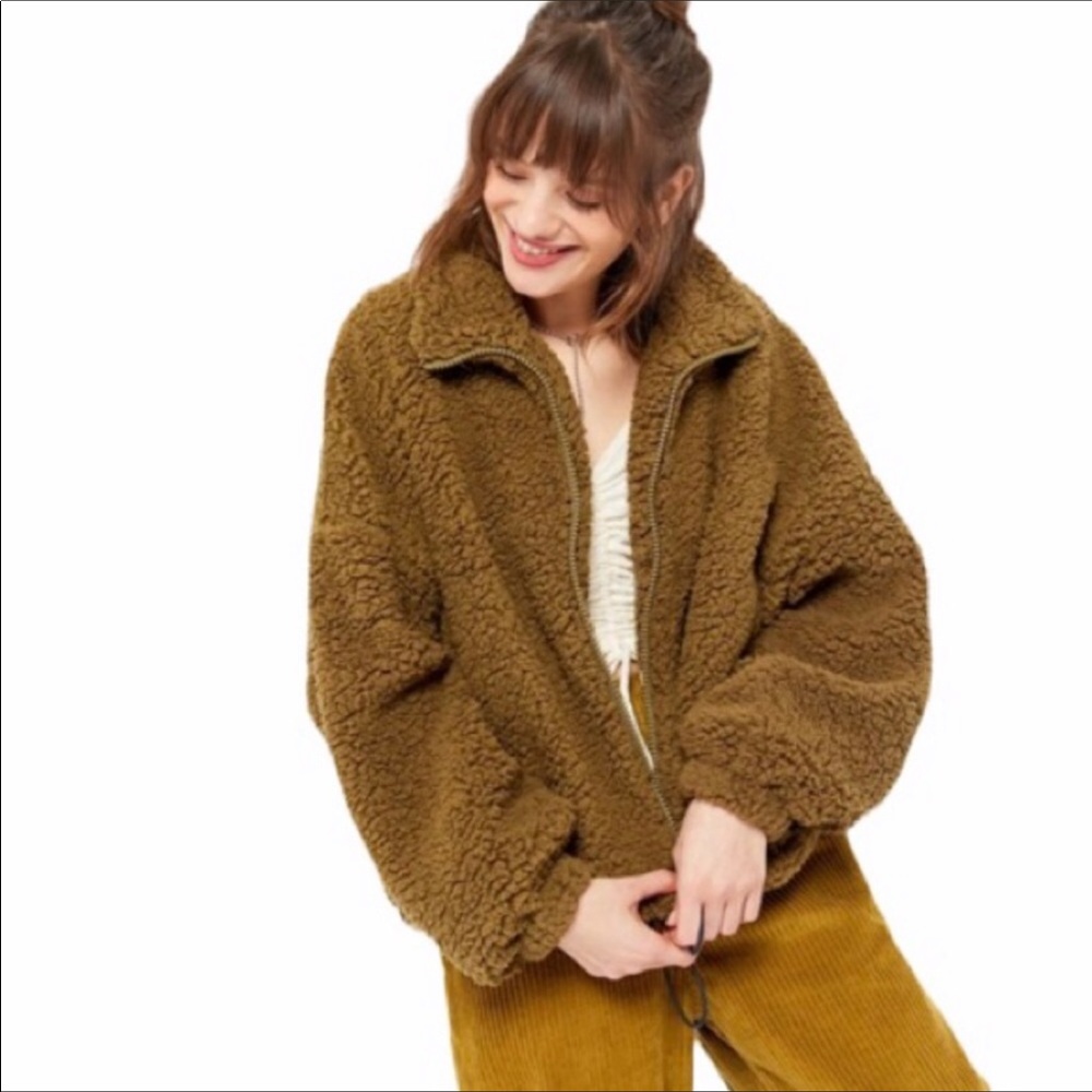Urban Outfitters Sherpa Teddy Jacket Moss NWT